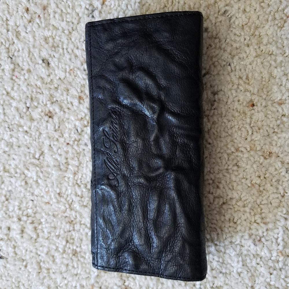 All Saints (UK) rugged black leather wallet